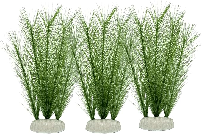 M2cbridge Fish Tank Artificial Silk Green Water Plants Aquarium Decor Soft Grass 3 Pack, 8"