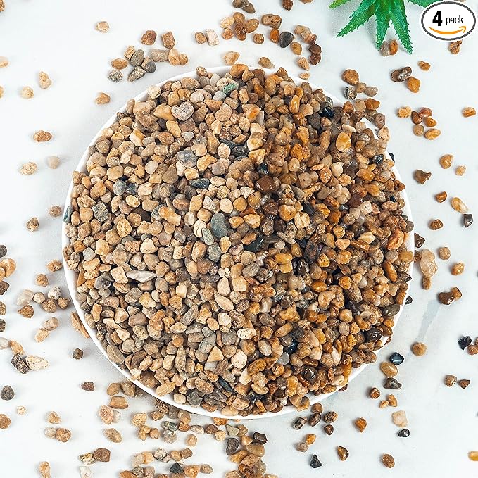 Aquarium Gravel 10 lbs, 3-6mm Fish Tank Gravel, Succulent Cactus Pea Gravel for Indoor Plants, River Rocks for Gardening, Flower Pots, Vase Fillers, Garden Landscaping