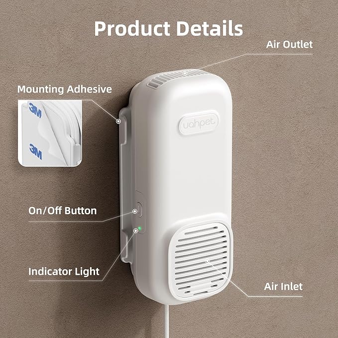 uahpet Cat Litter Deodorizer, No Ozone Air Purifier Plug in, Nano-Tech Cat Odor Eliminator for Litter Box, Filterless Odor Remover with 5ft Cord, Safe & Quiet Air Freshener for Pet Homes