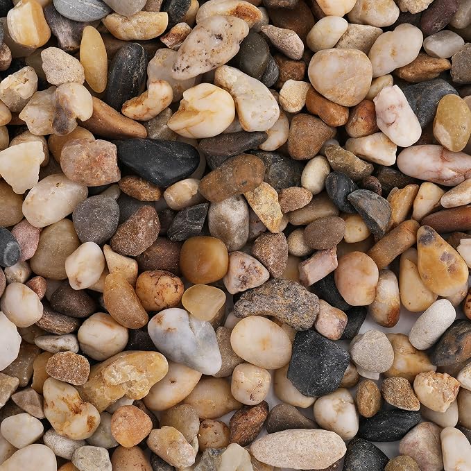 WUWEOT 12 Pounds Decorative Small Pebbles, Natural Gravel Mixed Color Stones for Fresh Water Fish Animal Plant Aquariums, Landscaping, Home Decor etc (0.4"-0.8")