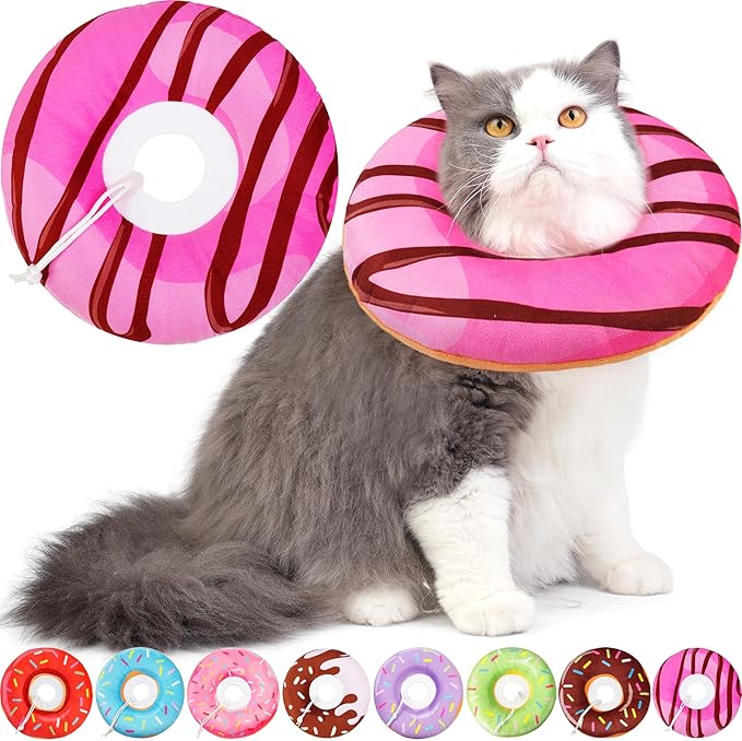 Hpetppy Cat Cone Collar Soft, Cat Recovery Collar for Wound Healing Cute Donut Adjustable Kitten Cones to Stop Licking Comfortable Lightweight Neck Elizabethan Collars for Cats Kittens After Surgery