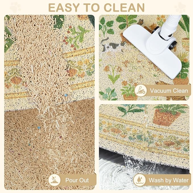 Unicorn Catcher Cat Litter Mat Non-Slip Bottom Litter Box Mat Urine-Proof Soft Litter Mat for Cats Waterproof Pads Protects Floors Cat Mat for Litter Box