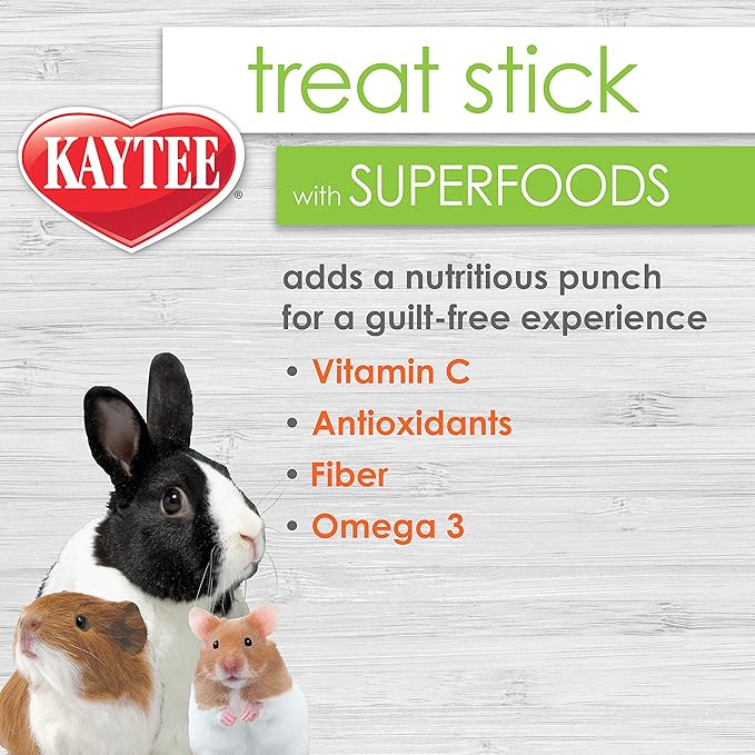 Kaytee Small Animal Treat Stick with Superfoods, Strawberry & Flax Seed, 5.5 oz (Pack of 2)