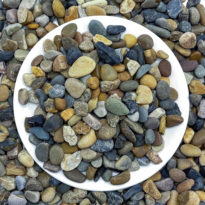 SIDONG 10LB Natural Aquarium Gravel, Small River Rocks for Fish Tank, Garden & Vase Decor - 2/5 Inch Pea Gravel, 8-12mm Polished Stones for Landscaping, Potted Plants, Terrarium