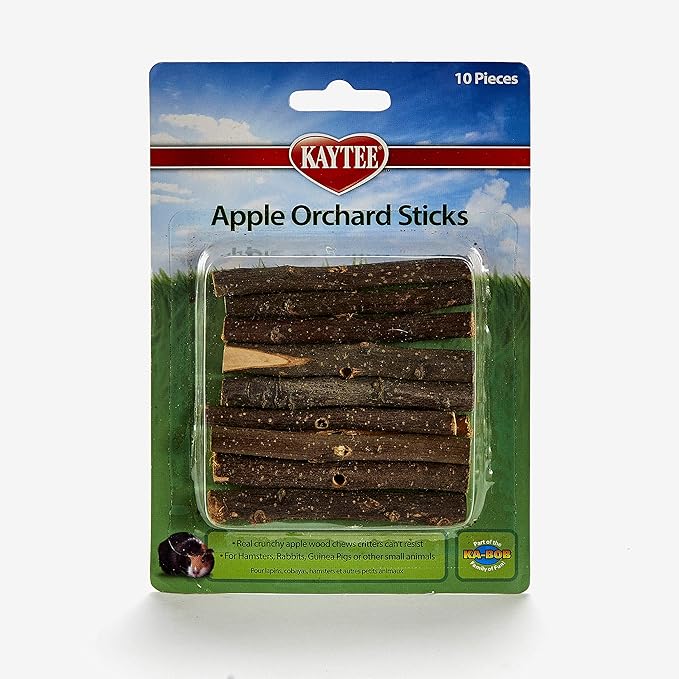 Kaytee Apple Orchard Sticks for Rabbits, Guinea Pigs, Hamsters or Other Small Animals, 10 Count