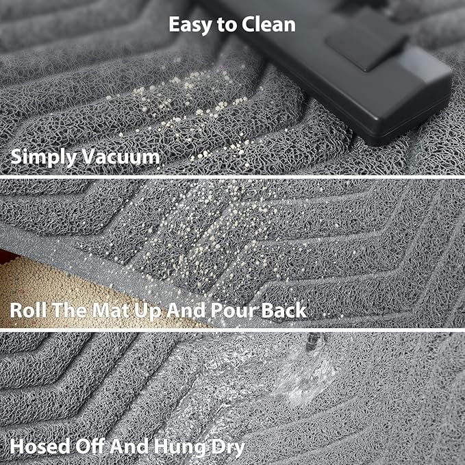 WePet Cat Litter Box Mat(No. 02-2), Kitty Premium PVC Pad, Durable Trapping Rug, Phthalate Free, Urine-Resistant, Scatter Control, XXL 47 x 36, Grey