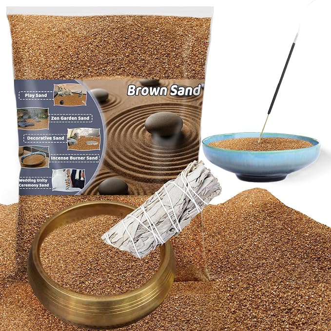 RAINFLOW 15oz Fine Brown Sand - Quartz Sand for Crafts & Decor | Decorative Sand for Aquarium Tank, Wedding Unity Ceremony, Zen Garden, Vase Filler & Incense Burner & Substrate