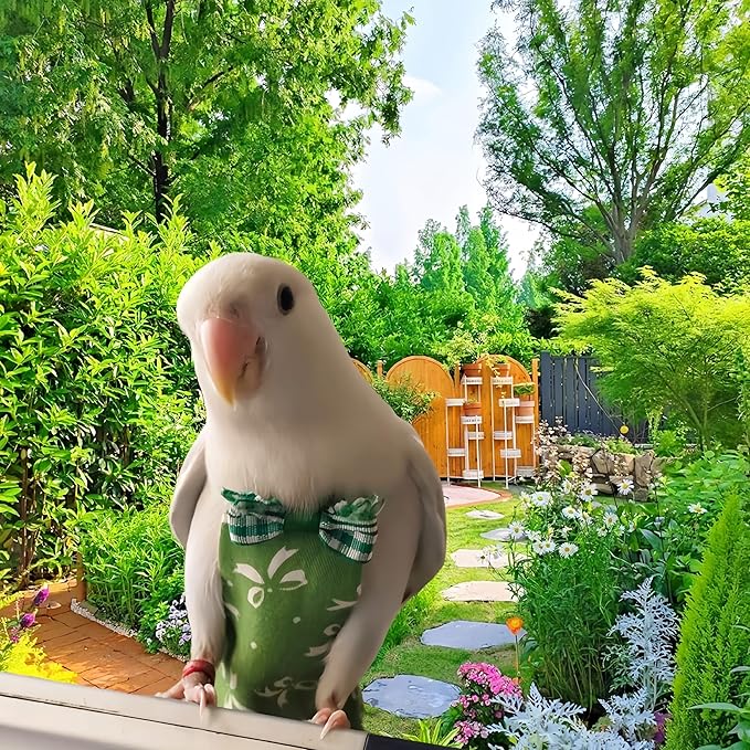 6Pcs Bird Diapers Bird Harness Flight Suits Diapers Reusable Parrot Nappy with Waterproof Inner Layer Washable Cute Urine Wet Suit Costume for Cockatiel Conure Budgie Macaw Parakeet, M