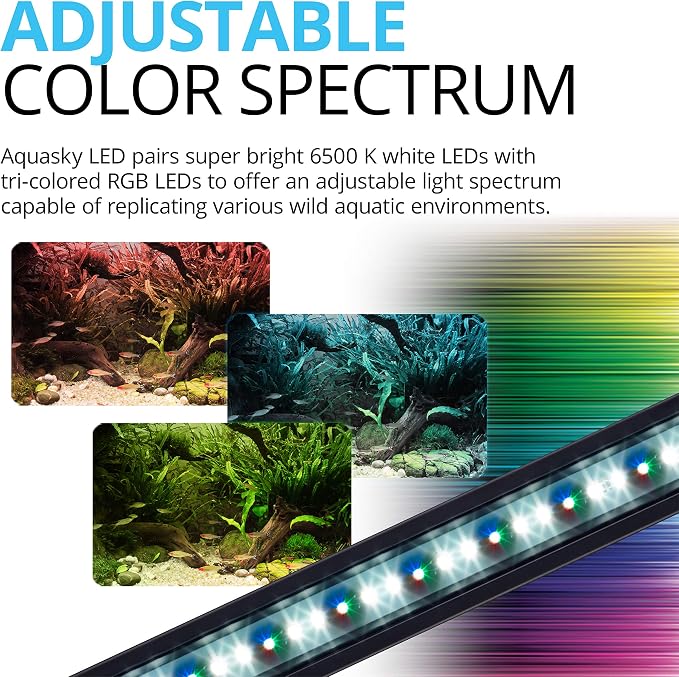 Fluval Aquasky 2.0 Bluetooth LED Aquarium Light – 35W, 48–60" | RGB + 6500K White LEDs | App-Controlled 24-Hour Cycle & Weather Effects | IP67 Waterproof | 120 Wide Coverage