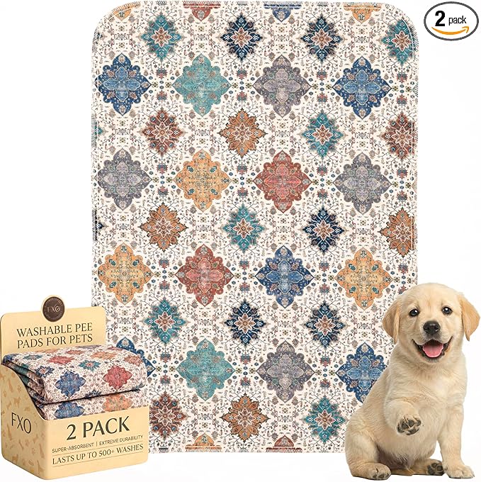 Washable Pee Pads for Dogs,Great Urine Absorbent Reusable Puppy Training Pads,Waterproof,Leak-Proof & Non-Slip Potty Pads for Whelping,Crate，Playpen，Bed.(Colorful Day, 18" x24" )
