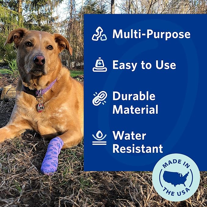 OVIK Health PetFlex Paw Pack – Flexible Self-Adhering Elastic Bandage for Wound Care – First Aid Wrap for Small Animals Like Dogs, Cats, and Other Pets - 2 inch, 2 Rolls