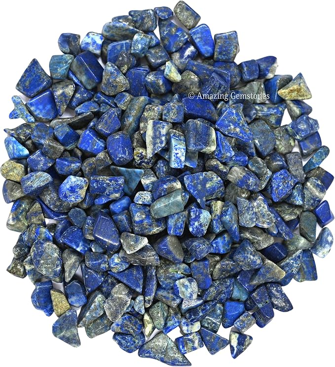Amazing Gemstone Lapis Lazuli Crystal Chips and Tiny Crystals - Aquarium Gravel Rocks, Bulk Fish Tank Gravel, Small Tumbled Stone Chips for Decoration (Natural AAA Grade Gemstones)
