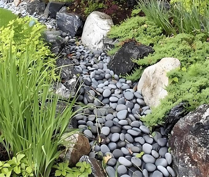 FANTIAN 10 lbs Black River Rocks, 2-3 Inch Stones for Plants Indoor | Natural Decorative Black Pebbles for Plants, Landscaping, Garden, Aquarium, Fish Tank, Backyard, Water Fountain