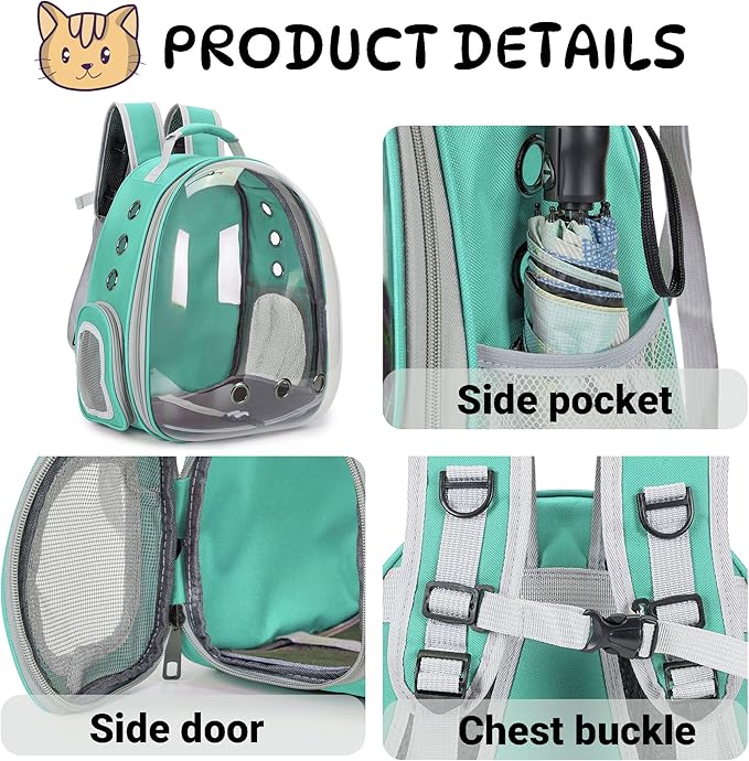 Cat Bubble Backpack Carrier for Small Medium Dogs Cats Carrying Bag, Airline Approved Pet Travel Carrying Bag Dog Hiking Walking Outdoor Backpack (Green)