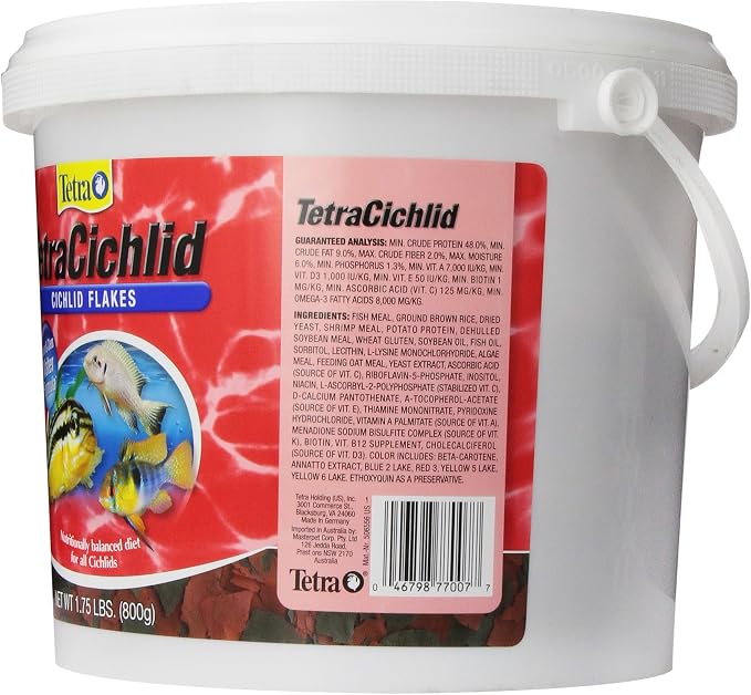 Tetra Cichlid Crisps Fish Food, 1.75 lbs | Daily Diet For Top & Mid-Water Cichlids, Protein-Rich Flakes Promote Optimal Health, Clear Water Formula Does Not Cloud Water