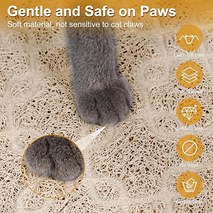 Cat Litter Box Mat, 35" x 24" Large Kitty Litter Trapping Mat Keep Floor Clean, Litter Box Mat Scatter Control, Waterproof, Easy to Clean, Durable Large Size Litter Mats for Floor