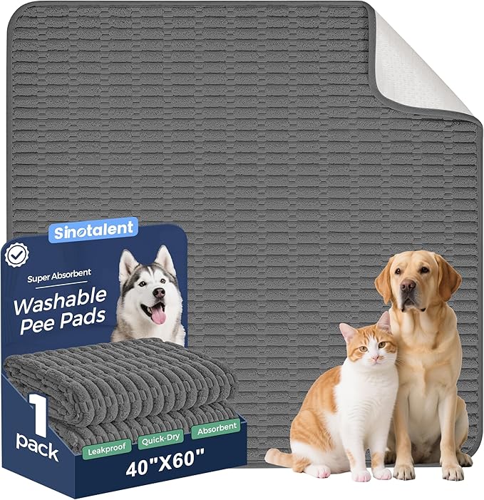 Washable Pee Pads for Dogs, Reusable Puppy Pads Dog Pads, Non-Slip Dog Pee Pads, Leakproof Pet Pee Pads Wee Wee Pads for Dogs. (Dark Grey, 40"x60"(Pack of 1))