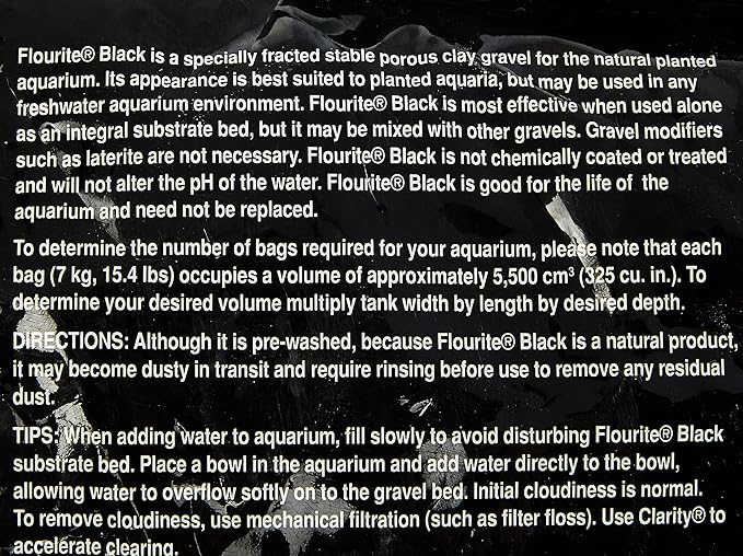Seachem Flourite Black Clay Gravel - Stable Porous Natural Planted Aquarium Substrate 15.4 lbs