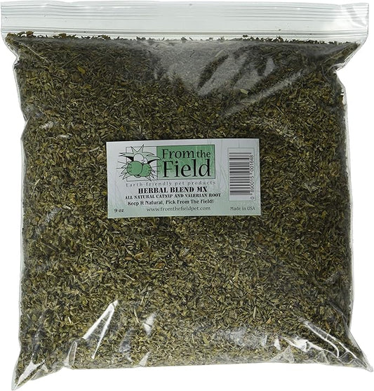 from The Field | Catnip & Valerian Root Mix for Cats | 9 oz Resealable Jumbo Bulk Bag | Organic, USA-Grown, Potent Cat Attractant for Play & Stress Relief – All-Natural, Safe for Indoor Cats