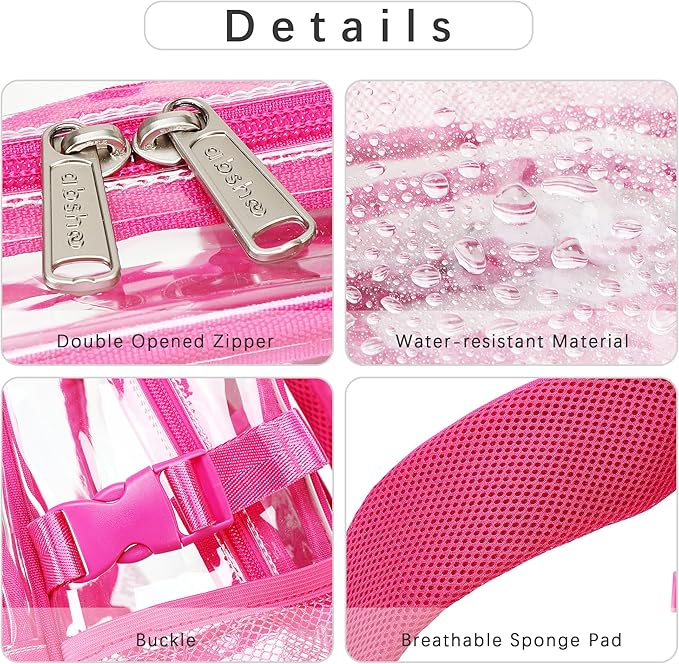 abshoo Large Heavy Duty Girls Clear Backpack for School Bookbag Transparent Multi Pocket Backpacks for Women (Hot Pink)