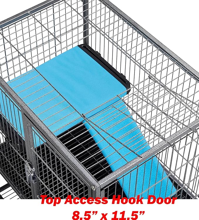 XX-Large 37"x24"x39"H Two Tiers Chew-Proof Large Double Large Front Doors Tight 1/2-inch Wire Spacing for Feisty Ferret Hammock Chinchilla Cat Sugar Glider Home On Wheels