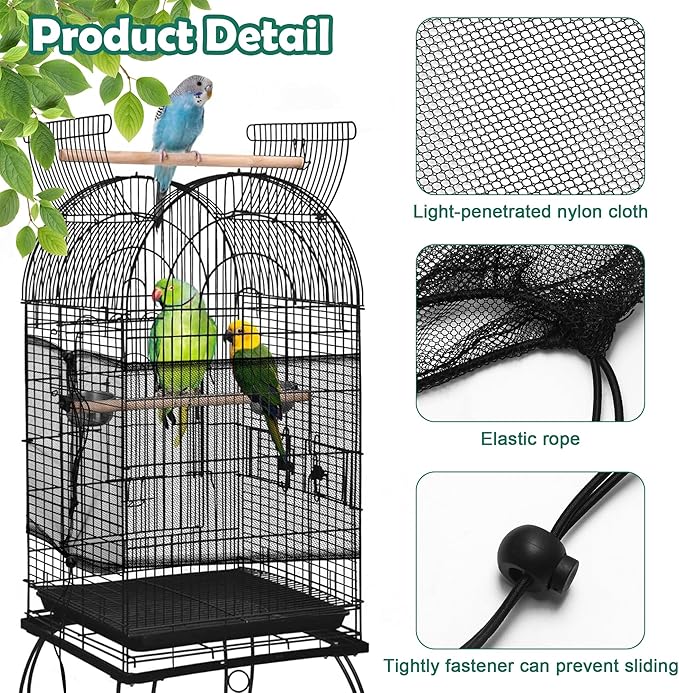 Catcan 2 Pack Bird Cage Seed Catcher Guard, Bird Cage Cover,Heavy Duty Adjustable Nylon Mesh Netting Seed Catche for Parrot Parakeet Macaw African(XL-118’’*14.9’’)