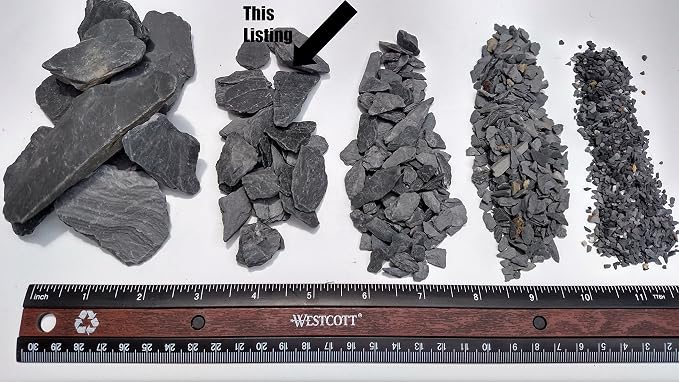 Natural Slate Stone -1/2 to 1 inch. Perfect Size for Miniature or Fairy Gardens, Aquariums, Reptiles, Terrariums, Model Railroads, Dioramas & Wargaming (2lbs Grey)
