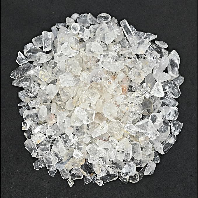 Amazing Gemstone Clear Quartz Crystal Chips and Tiny Crystals for Aquarium Gravel - Bulk Fish Tank Gravel, Small Tumbled Stone Chips and Tiny Crystals for Decoration (Natural AAA Grade Gemstones)