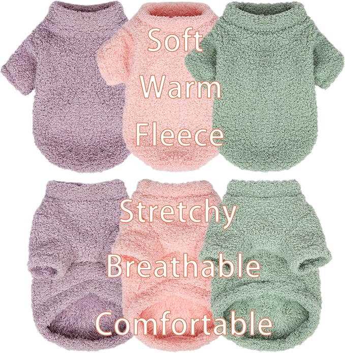 Dog Sweater, 3 Pack Sweaters for Small Dogs Girl, Dog Clothes for Medium Dogs Male or Boy, Ultra Soft and Warm Puppy Coat for Winter Christmas (Medium, Light Pink+Lake Green+Light Purple)