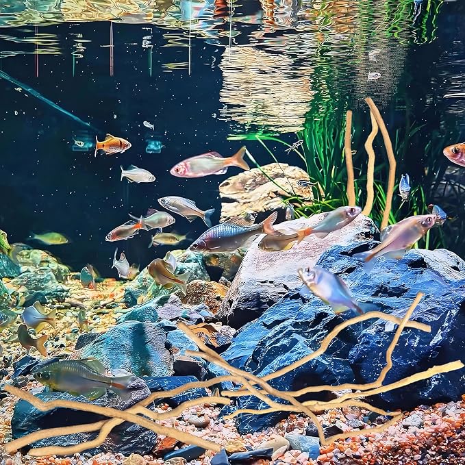 Hamiledyi Natural Driftwood for Aquarium Decor - Red Moor Wood 10"-15" Long Assorted Shapes (200g) Safe Branches for Fish Tank & Reptile Habitat - Natural Aquarium Wood Decorations (Medium Branches)