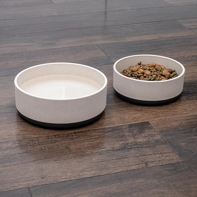 Fuzzl Titan Bamboo Dog Bowl Medium with Ultra Grip Rubber Base Pet Bowl 7 inch