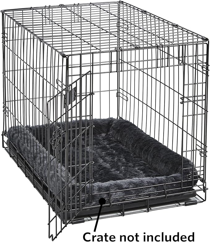 MidWest Homes for Pets QuietTime XS Dog Bed - Gray Faux Fur Bolster, Ultra-Soft and Machine Washable, Fits 22-Inch Crates and Carriers, for Small Dogs and Cats