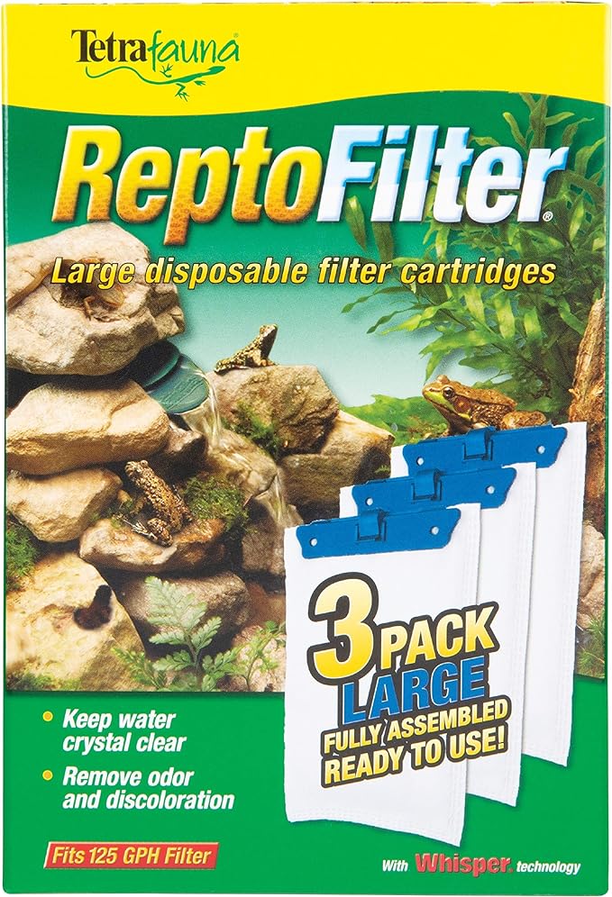 Tetra ReptoFilter Large Filter Cartridges for Terrariums, 3 Count | Fits TetraFauna 50 gal ReptoFilter, Helps Remove Debris, Waste & Odors, Replace Cartridge Every 4 Weeks