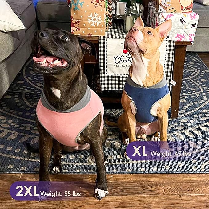cyeollo 2 Pack Dog Sweater Fleece Vest Pullover Sweatshirt Dog Jacket Reflective Stretchy Lightweight Pet Clothes Cold Weather Coats for Medium Dogs Boy, Navy & Grey XXL