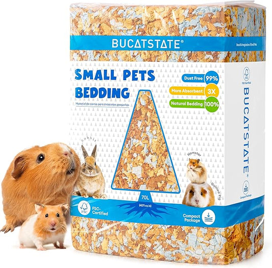 BUCATSTATE Hamster Bedding 70L, Truly 99% Dust-Free Small Animal Paper Bedding Odor Control, Cozy Hamster Litter for Rabbit Rat Syrian Dwarf Hamsters Gerbils (Harvest Sunset)