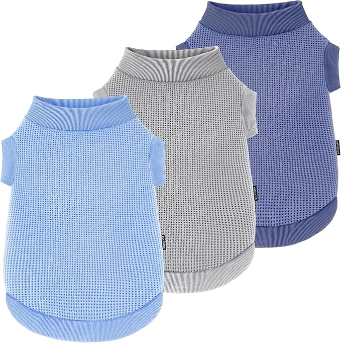 3 Pack Dog Shirt for Small Supplies Functional Waffle Dog Clothes Warm Soft Sweatshirt Outfit for Dogs Cats Pet Apparel