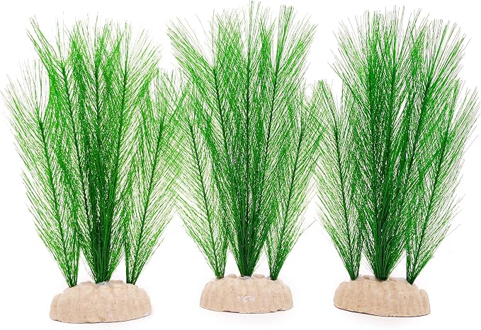 3Pcs Aquarium Decorations Fish Tank Artificial Green Water Plants Made of Silk Fabrics Plastic