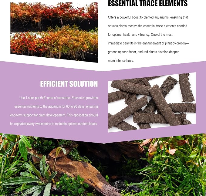 Dr. Tank Bottom Stick - Aquarium Plant Fertilizer Sticks for Aquatic Plants, Substrate Nutrients for Freshwater & Planted Tanks, Slow-Release Nutrients for Plant Growth, 15 Sticks - Trace Stick