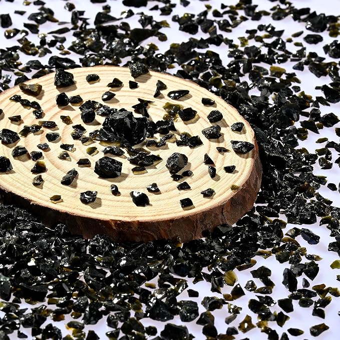 Black Green Blunt Crushed Glass Sprinkles,for Crafts Jewelry Making and DIY Resin Molds Decoration Glass Chips,3-6mm Glitter Colorful Clear Chunky Shards,Broken Crystals Sparkle (200g)