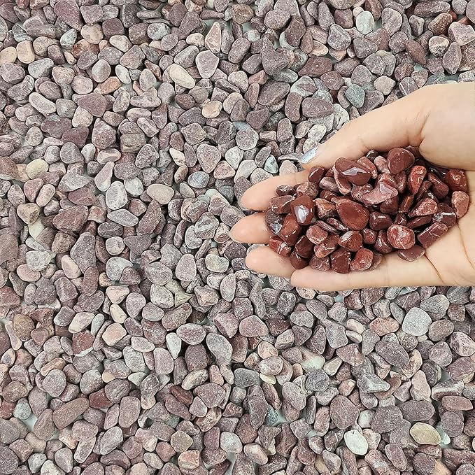 FANTIAN 5 lbs Succulent and Cactus Pebbles for Indoor Plants, 3/8 Inch Pea Gravel Decorative Red River Rocks for Plants, Vases, Terrarium, Aquarium, Potted Top Dressing and Outdoor Landscaping Stones