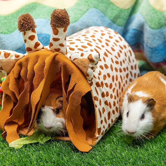 Guinea Pig Hideout - Fleece Tunnel House Cage Accessories for Rat Hamster Hedgehog Chinchilla Small Animal - Playing Sleeping Hunting Resting Washable Tube Bedding Habitats
