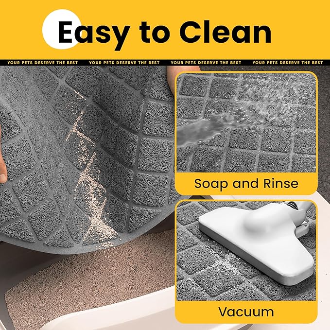 Conlun Cat Litter Mat Litter Trapping Mat, 30" x 20" Premium Durable PVC Grid Mesh with Scatter Control, Non-slip, Less Waste Cat Litter Box Mat, Soft on Kitty’s Paws, Urine Waterproof