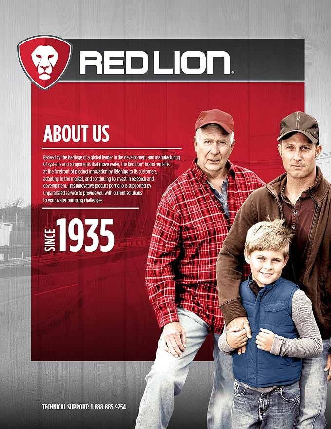 Red Lion RL12G05-2W1V Submersible Well Pump, 1/2 HP, 2-Wire, 115V, 12 GPM | For 4" or larger wells, Dependable performance for depths to 120', Steel casing with thermoplastic discharge, 14942401