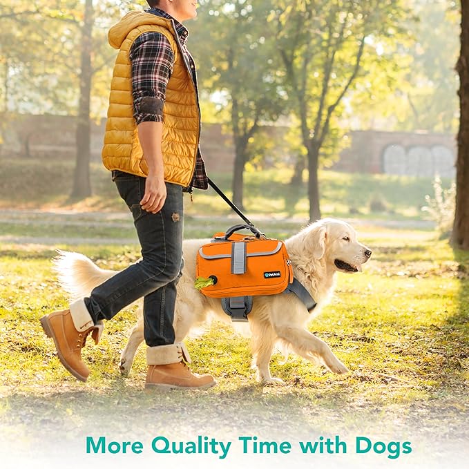 PetAmi Dog Backpack for Medium & Large Dogs, Saddle Bag for Dogs to Wear for Hiking, Pet Backpack Harness Dog Pack with Reflective Side Pockets for Walking Running