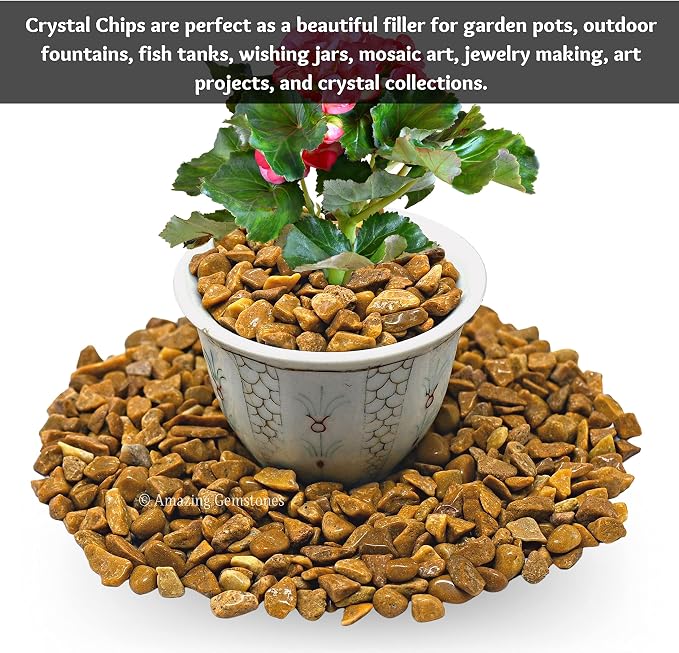Yellow Jasper Crystal Chips Aquarium Gravel Rocks - Amethyst Chips Bulk Fish Tank Gravel, Small Tumbled Stone Chips and Tiny Crystals for Decoration (Natural AAA Grade Gemstones)