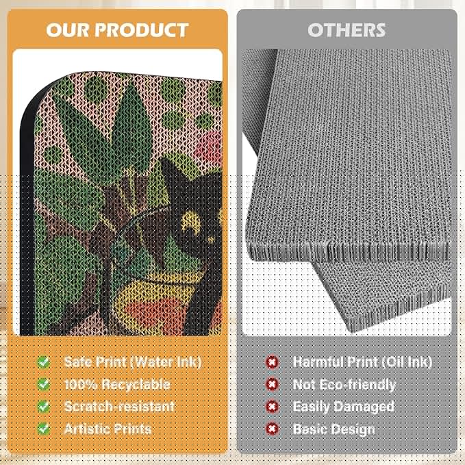 2 Packs Art Cat Wall-Mountable Scratching Board 16.7x11x1 Inch Cat Wall Scratch Pad for Indoor Cats Furniture Protector (Goldfish & Scream)