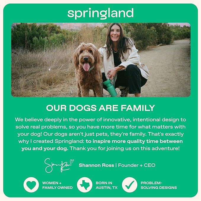 Springer Dog Water Bottle | Portable Travel Drinking Feeder Dispenser for Dogs & Puppies | As Seen on Shark Tank | Leak-Proof Bowl | BPA-Free | Outdoor Walking, Hiking & Travel | 22oz Classic Poppy