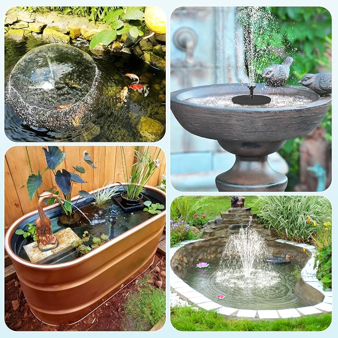 Biling 5.5W Solar Fountain Pump with Dry-Run Protection for Bird Bath | DIY Solar Water Pump with Double-Layer Nozzles, 5 Ft Tubing for Birdbath, Garden Ponds, Water Features