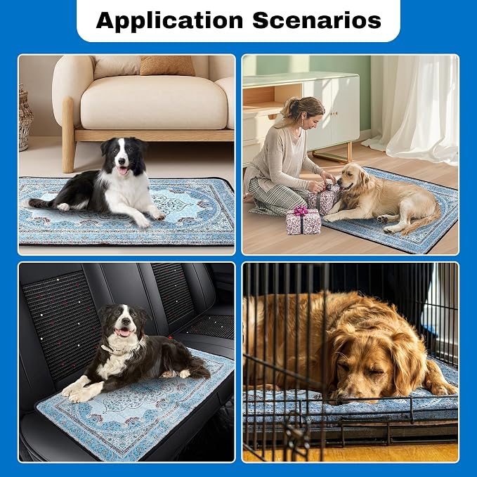 PatiencET Washable Pee Pads for Dogs Cat Litter Mat 72'' x 72" Super Absorbent Leakproof Reusable Puppy Pads 1 Pcs Puppy Training Pad with Non-Slip Bottom for Potty Whelping Playpen Crate Green