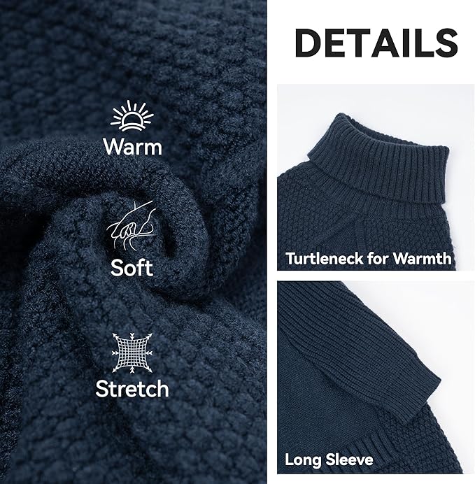 cyeollo 3XL Dog Sweaters for Large Dogs Boy, Stretchable & Cozy Warm Knit Doggy Sweater with Sleeves Turtleneck Fall Winter Cold Weather Big Dog Clothes Like Doberman Labrador, Navy XXXL
